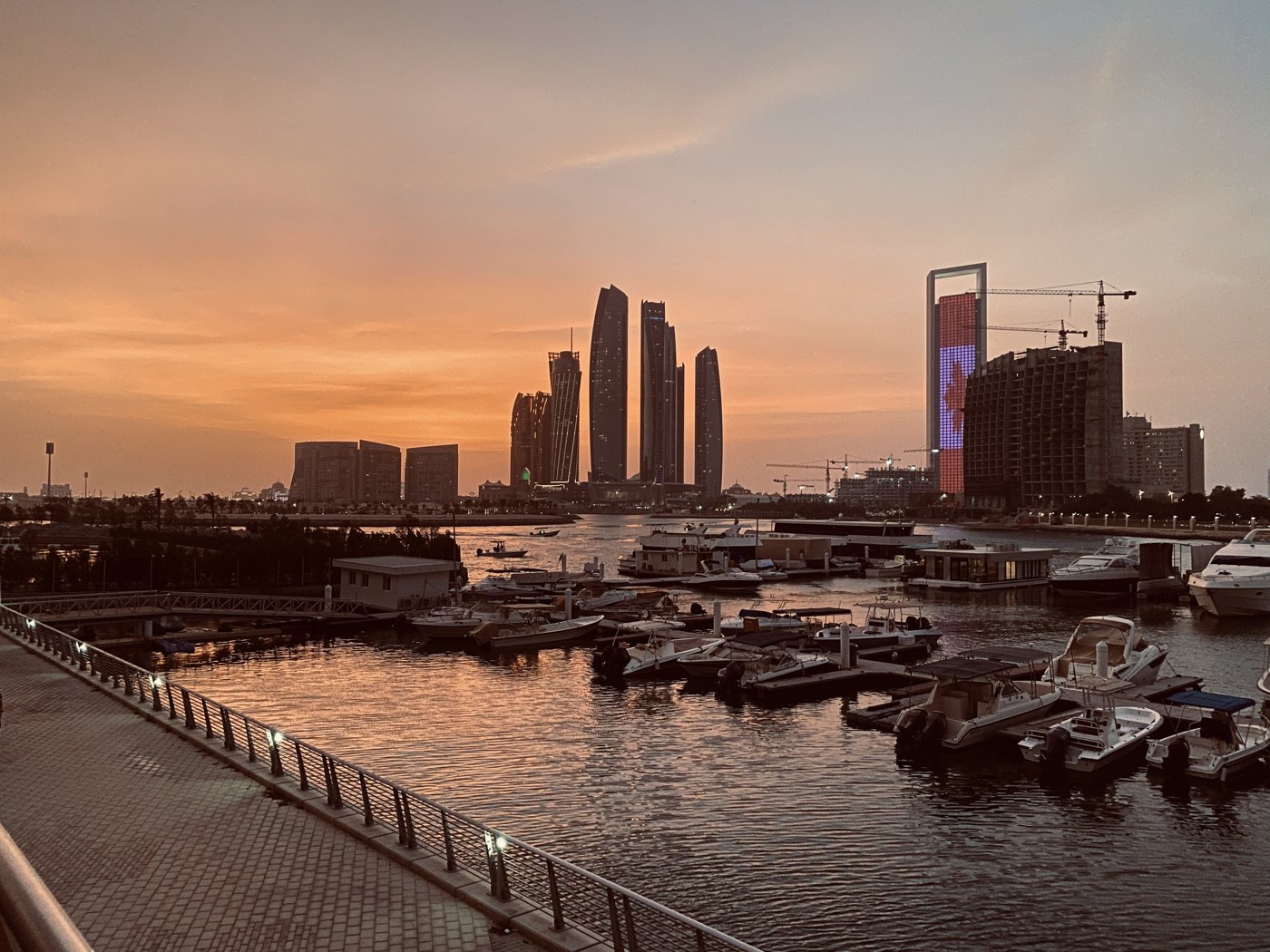 Abu Dhabi marina at sunset